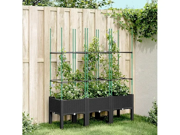 Jardinera con enrejado PP negro 120x40x142,5 cm ES674886