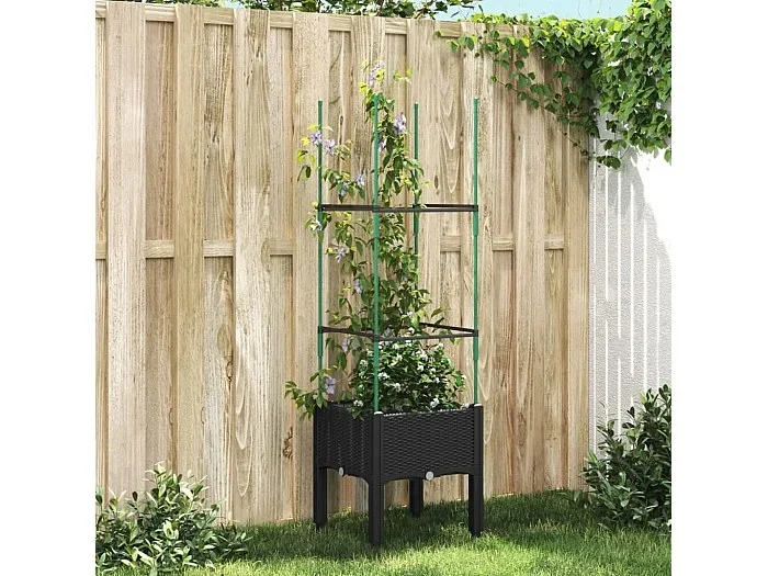 Jardinera con enrejado PP negro 40x40x142,5 cm ES199093