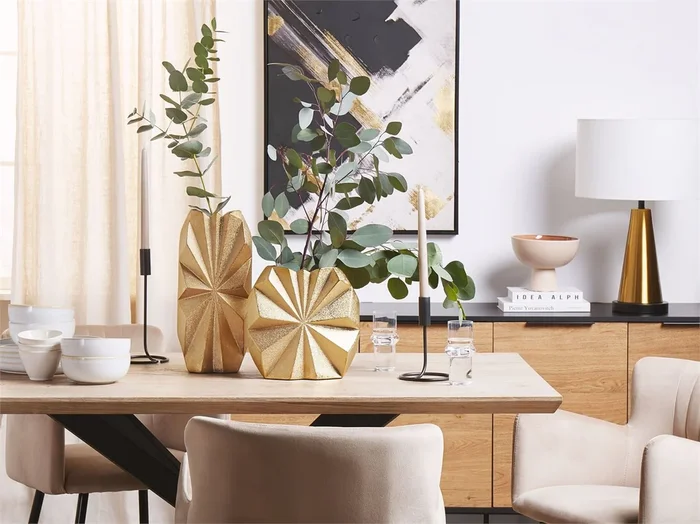 Jarrón decorativo AELIA Cerámica 25 cm Dorado