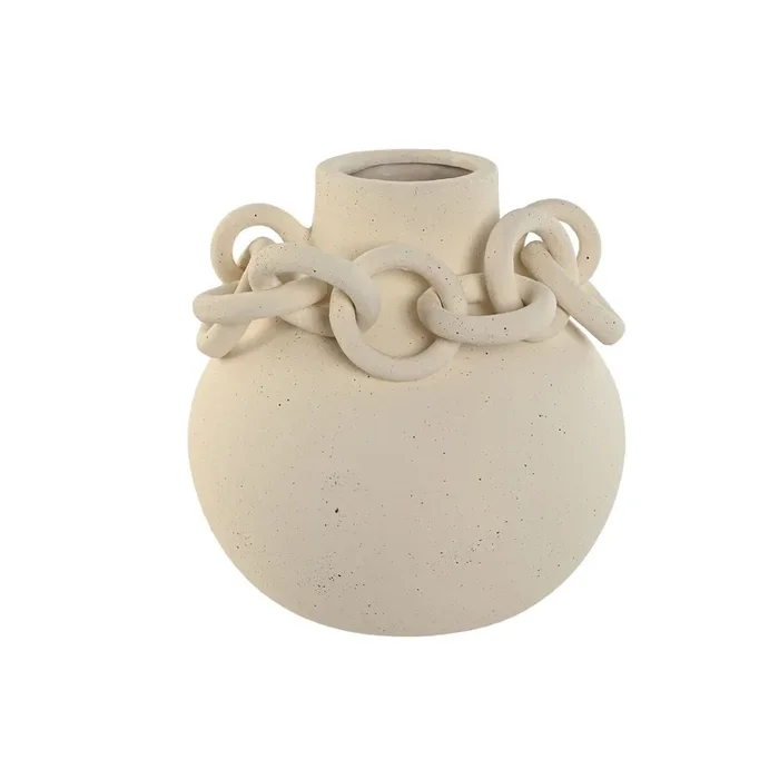 Jarrón Home ESPRIT Blanco Cerámica Gres Moderno 22 x 22 x 22 cm