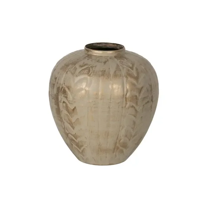 Jarrón Oro-Beige Metal 25 X 25 X 33 Cm