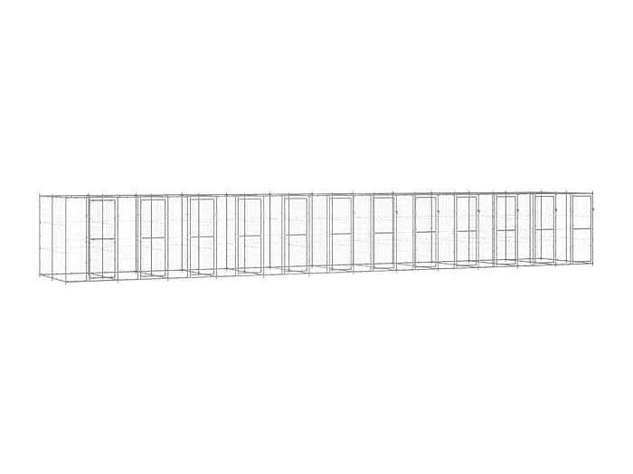 Jaula para caseta de exterior, parque para animales, exterior para perros, acero galvanizado, 29,02 m² 02_0000419