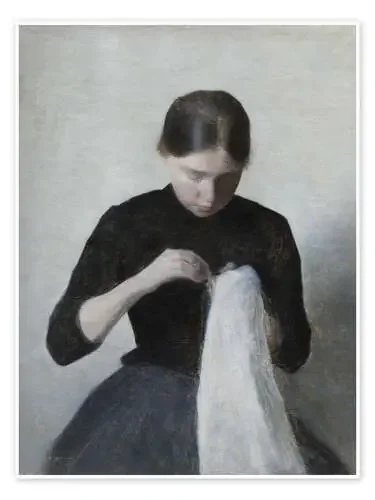 Jovencita cosiendo de Vilhelm Hammershøi Master Collection