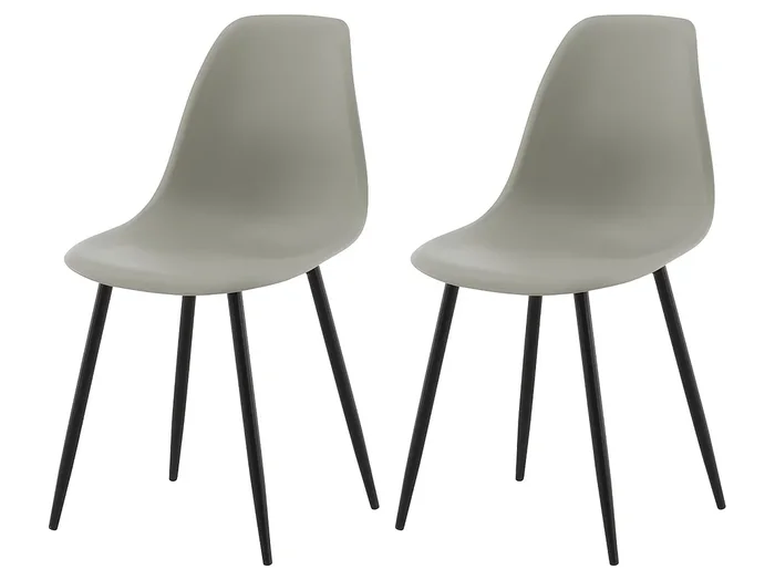 Juego de 2 sillas de comedor Polar de plástico gris y negro