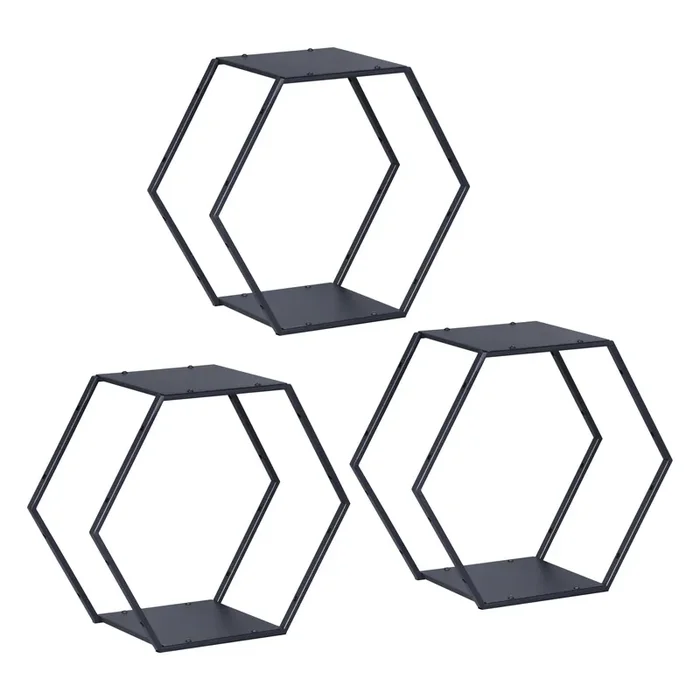 Juego de 3 estantes Tand metal 32x37x19cm – Negro [en.casa]