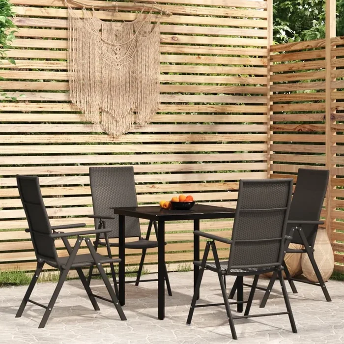 Juego de comedor de jardín 5 piezas negro VidaXL