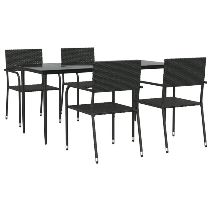 Juego de comedor de jardin 5 piezas ratán sintético y acero negro