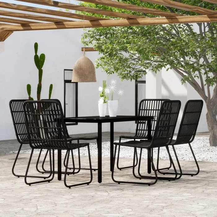 Juego de comedor de jardín 7 piezas negro VidaXL