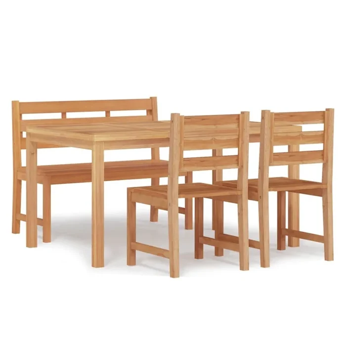 Juego de comedor para jardín 4 piezas madera maciza de teca VidaXL