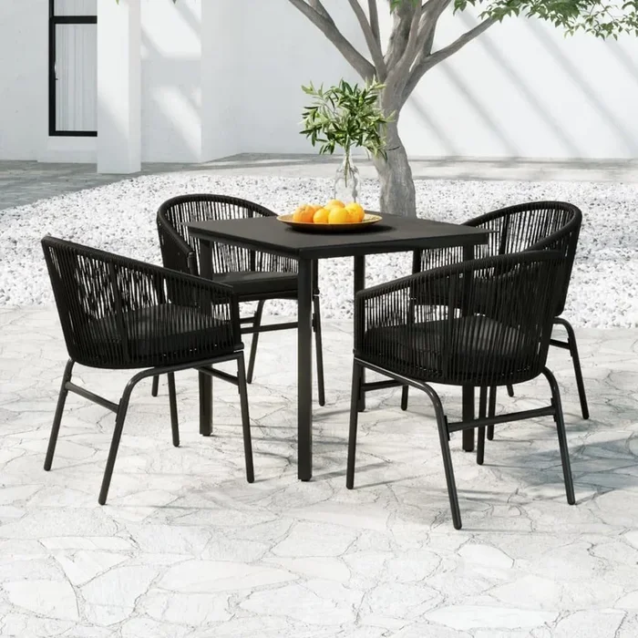 Juego de comedor para jardín 5 piezas negro VidaXL