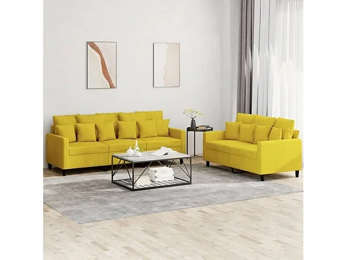 Juego de sofás con cojines 2 piezas terciopelo amarillo
