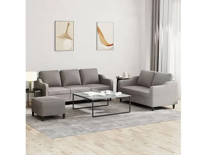 Juego de sofás con cojines 3 piezas tela gris taupe