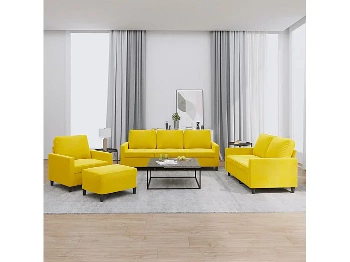 Juego de sofás con cojines 4 piezas terciopelo amarillo