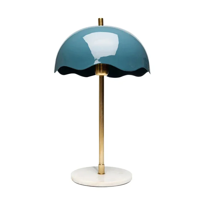 KARE Lia lámpara de mesa, azul, acero/mármol, altura 50 cm