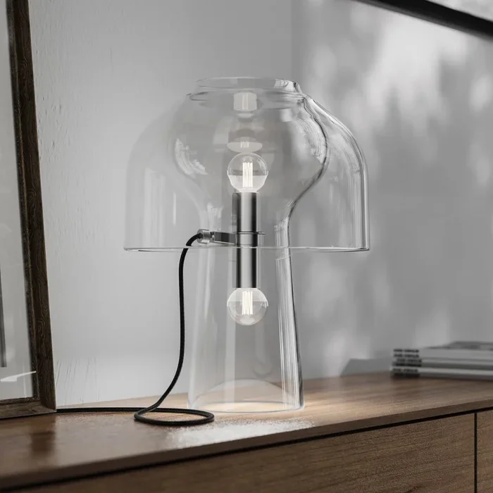 Karman lámpara de mesa Lilly, transparente, altura 48 cm, cristal