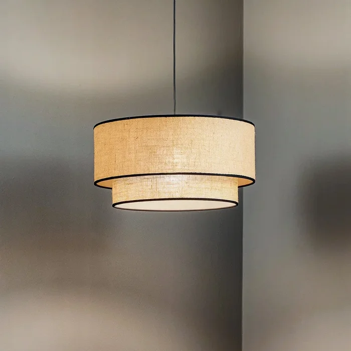 Lámpara colgante Boho yute & negro Ø45cm 1 luz