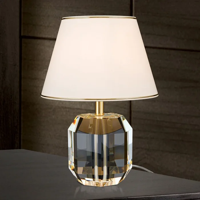Lámpara de mesa Alexis con cristal oro/crema