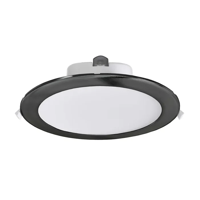 Lámpara de techo LED empotrable Acrux, Ø 24 cm, negro, CCT