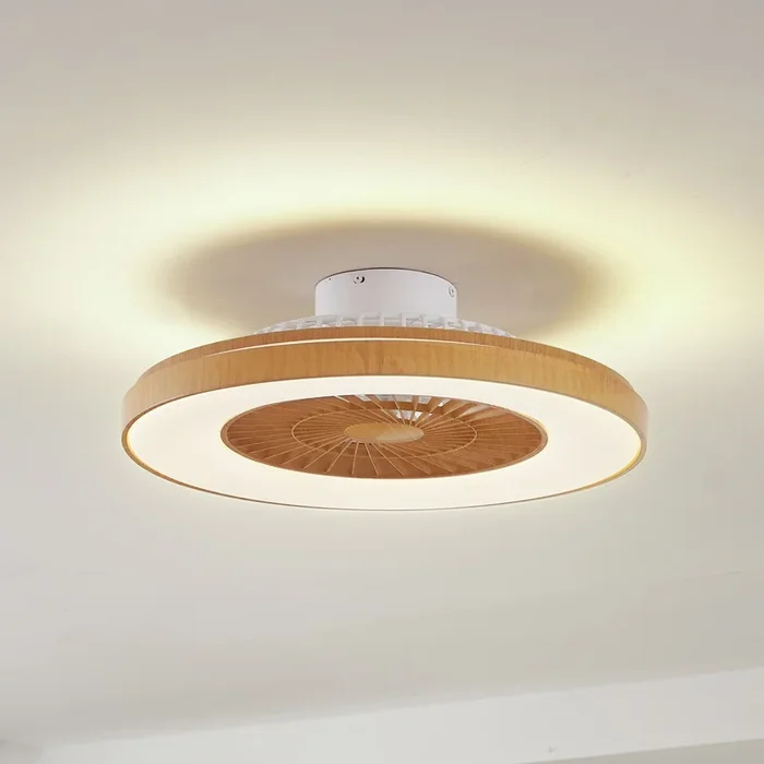 Lindby Ventilador de techo LED Teleo, Ø 58 cm, color madera, CCT