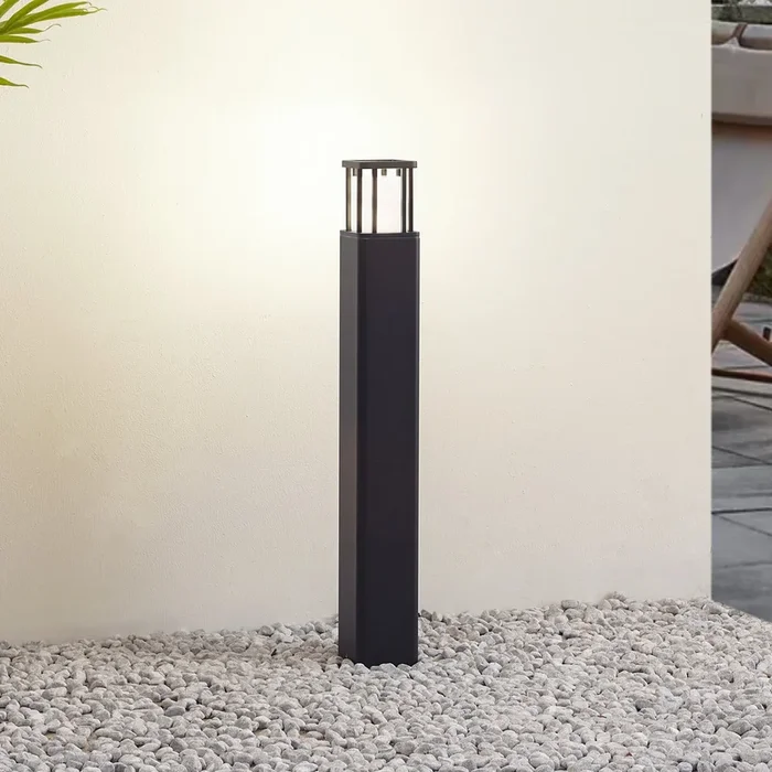 Lucande, bolardo luminoso LED Dakil, negro, aluminio