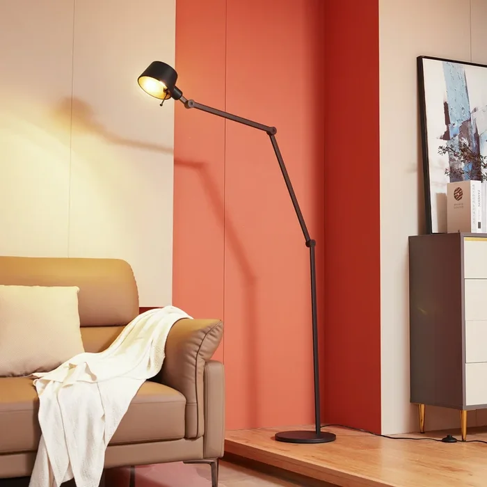 Lucande lámpara de pie Silka, altura 216 cm, negro, metal