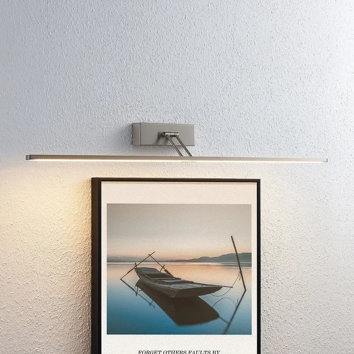 Lucande Lámpara LED para cuadros Thibaud, 84 cm, níquel, aluminio