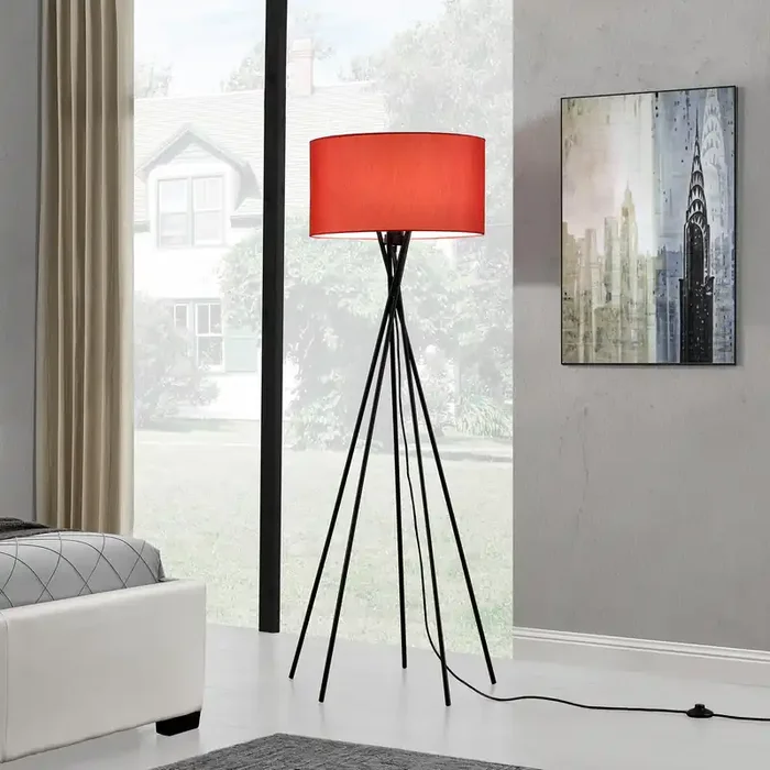 [lux.pro]® Lámpara de pie ‘Red Mikado‘ – E27 / 60 W / 230 V – Rojo (155cm – 48 cm) – diseño
