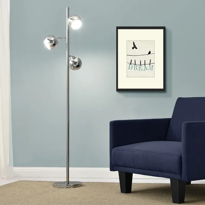 [lux.pro]® Lámpara de pie ‘Trispot‘ – bombilla excluida – 3 x (E14) (43 cm x Ø 25 cm) – chromo