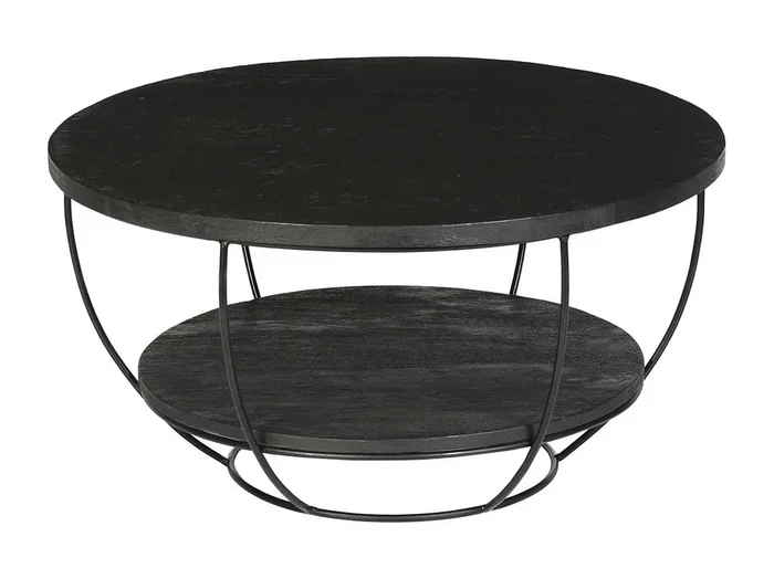 LUZ-Mesa de centro D65 cm en madera maciza negra