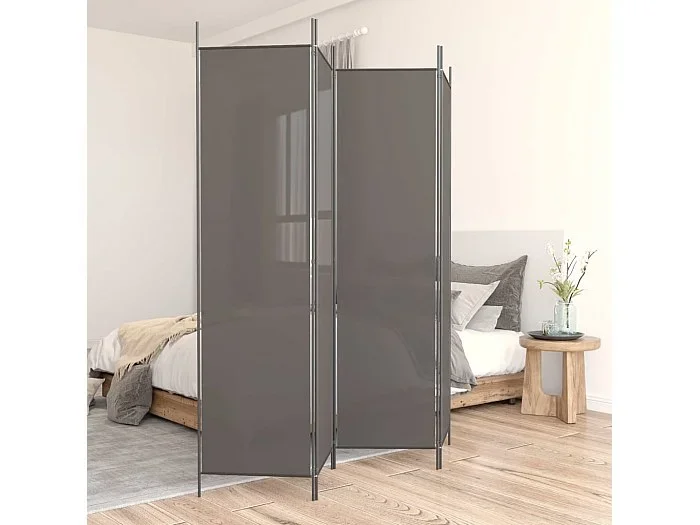 Mampara divisoria de 4 paneles Antracita 698×180 cm Tejido