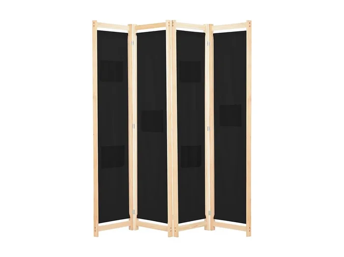 Mampara divisoria de 4 paneles Tela Negra 160x170x4 cm
