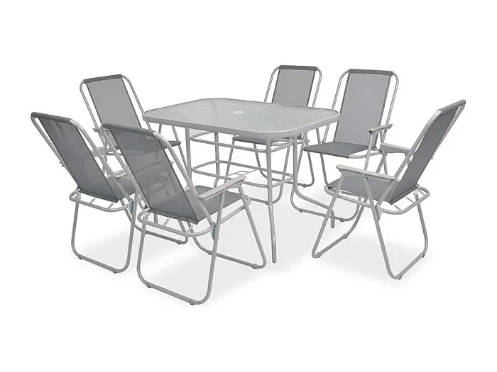 Marilora Juego de comedor de jardín 8 piezas acero y textilene gris