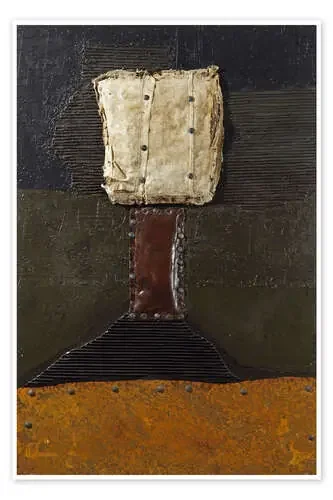 Material Collage With White Square de Manfred Schaab