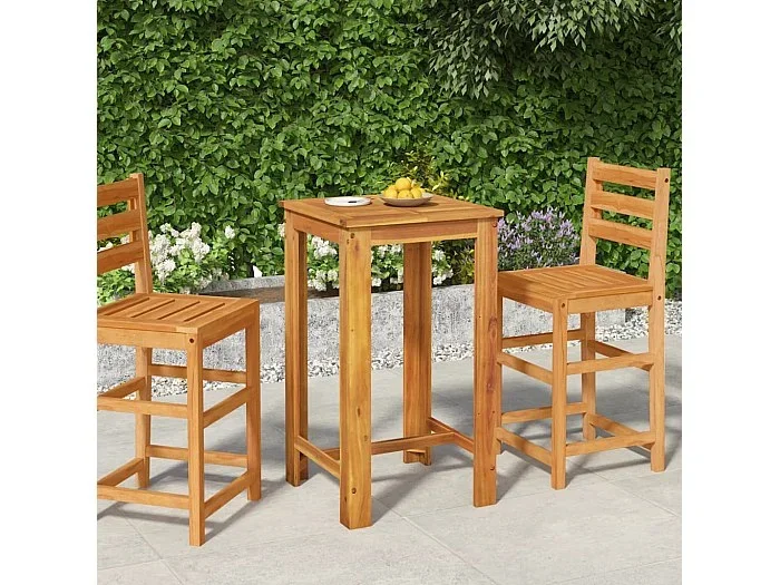 Mesa alta de jardín madera maciza de acacia 60x60x105 cm
