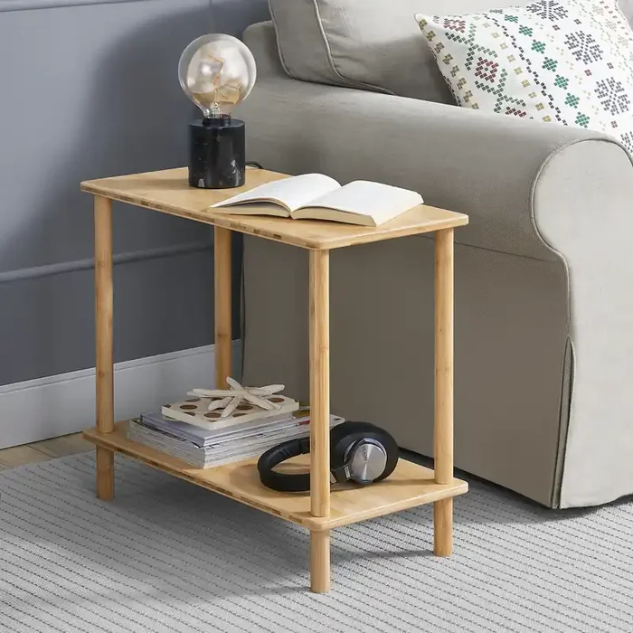 Mesa auxiliar Paimio versátil bambú 53 x 60 x 30 cm color natural [en.casa]