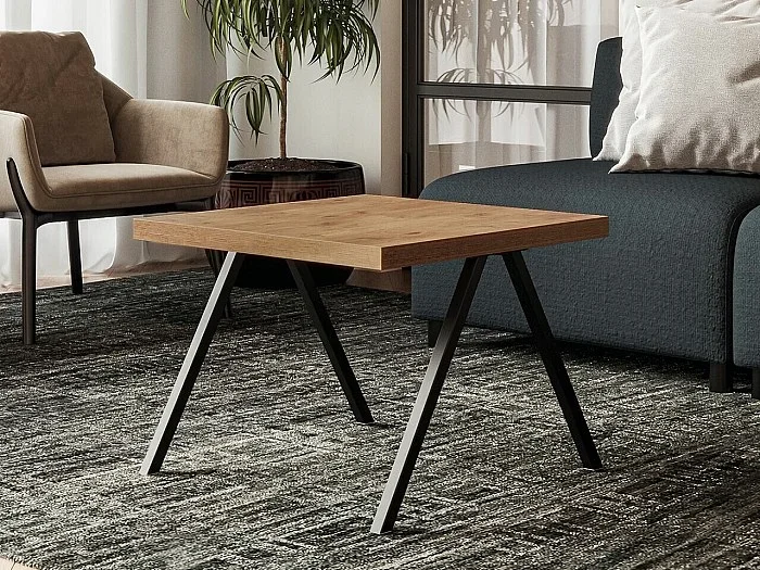 Mesa de café Germantown 110, Negro Roble lancelote, 44x60x60cm, Aglomerado laminado