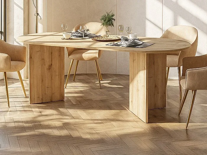Mesa de comedor 8 personas – Natural claro – TOPANIA