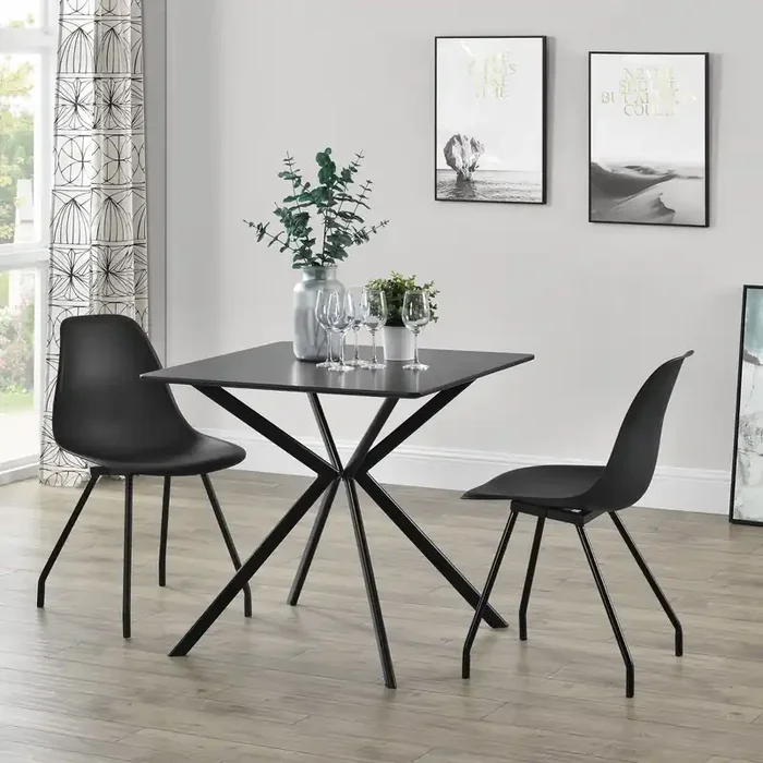 Mesa de comedor Ankara para 2 personas tablero de MDF lacado 78 x 78 x 75 cm – Negro [en.casa]