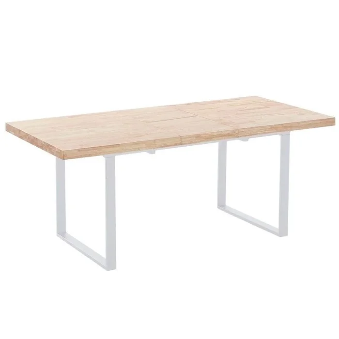 Mesa de comedor extensible Natural Roble salvaje – Blanco 180 x 76 x 80 cm