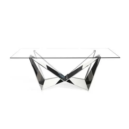 Mesa de Comedor Rectangular – Modelo MADRID – Sobre Cristal TR – Estructura Metal Espejo MEDIDAS 220 X 100 X 77 CM