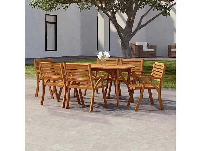 Mesa de jardín madera maciza de acacia 200x90x75 cm