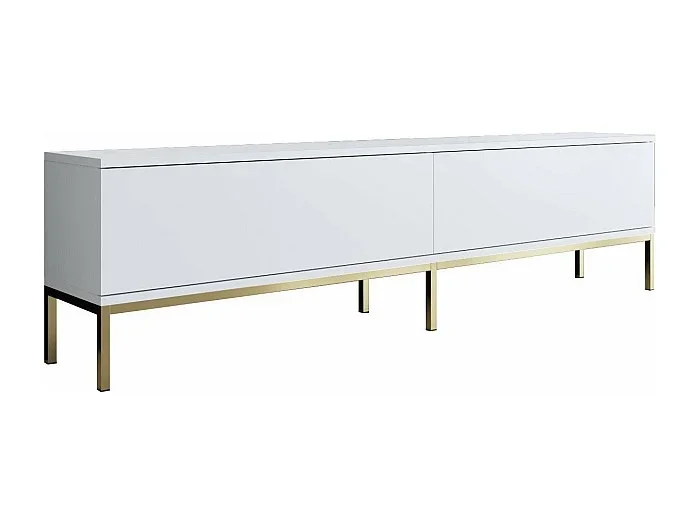 Mesa de tv Kailua Z115, Dorado Blanco, 180x47x30cm