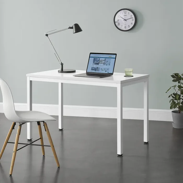 Mesa Escritorio Odense rectangular acero/aglomerado 75 x 120 x 60 cm – Blanco [en.casa]