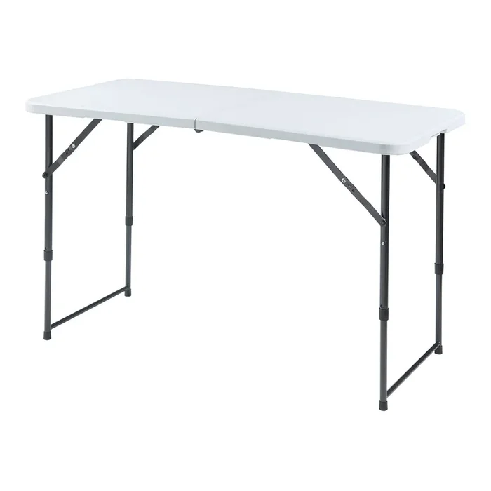 Mesa plegable Adelfia altura regulable metal/plástico 120x60cm – Blanco [en.casa]