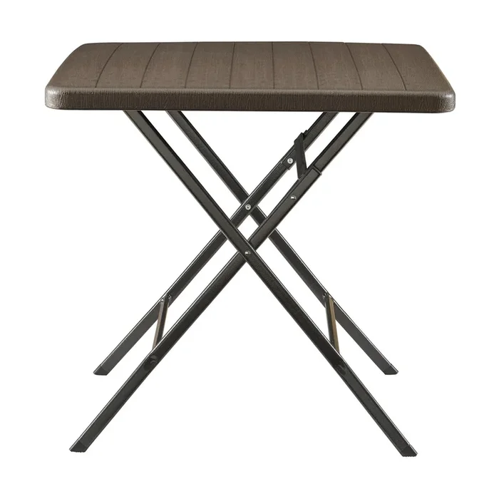 Mesa plegable Lillestrøm exterior metal/plástico 78x78x74cm – Efecto madera [en.casa]
