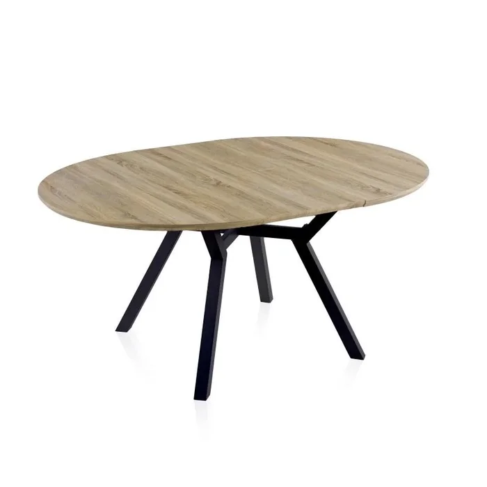 Mesa redonda extensible Aeris Negro – Roble 120/160 x 75 x cm