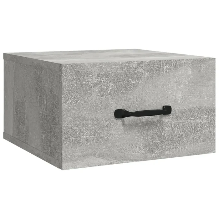 Mesita De Noche de pared – Mesilla De Noche flotante color gris hormigón 35x35x20 cm