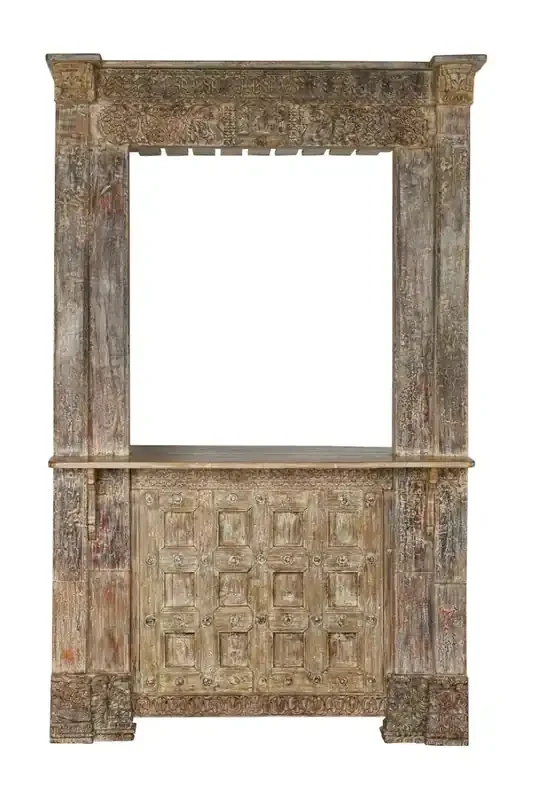 Mueble Bar Teca 158X66X247 Pieza Unica Natural