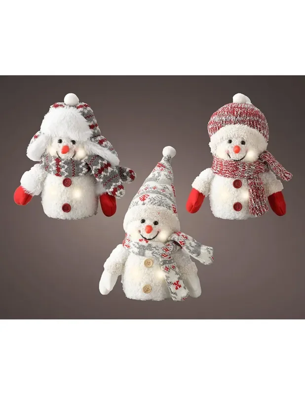 Muñeco de nive con microled, 11x8x18cm. lumineo 8719152079735 72629 LUMINEO