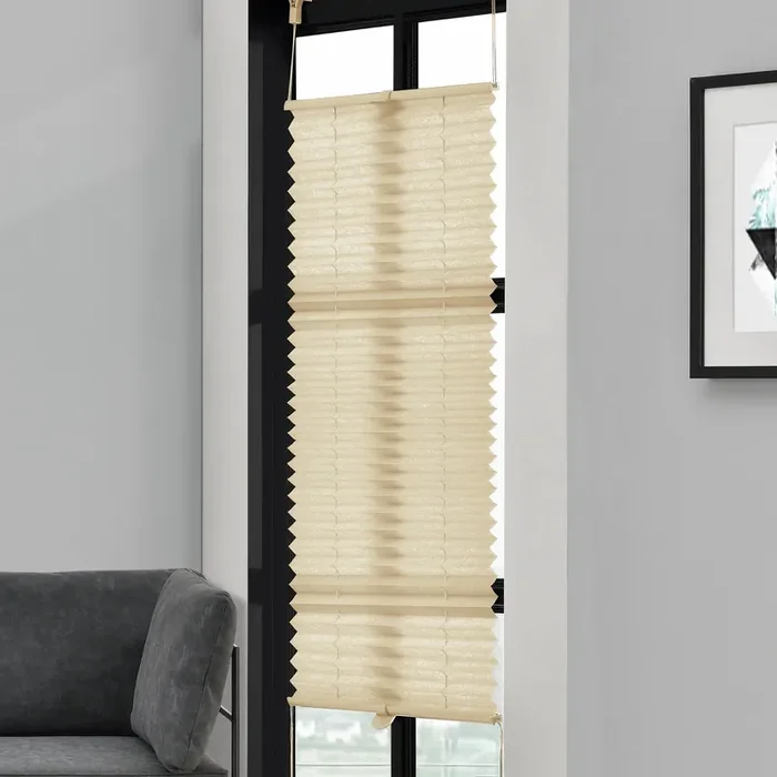 [neu.haus] Cortina plisada (100x150cm) Protector de luz y de sol – opaca – no hace falta taladro – crema